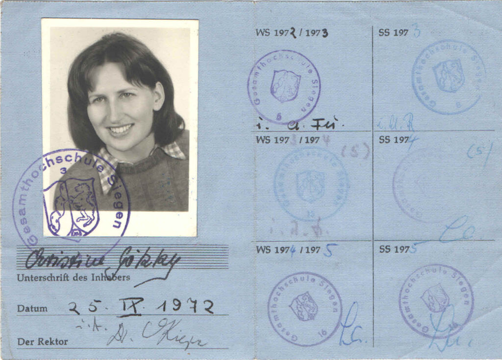 Christine Götzky - Studentenausweis | 1972